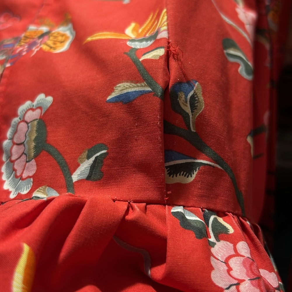 Vintage Ralph Lauren singular cotton red pagoda handcrafted dress two pockets - Picture 5 of 6